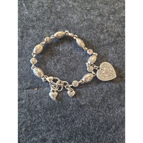 BRIGHTON's Think Pink Too! Heart Pearls Pink Crystals BRACELET - Picture 1 of 2